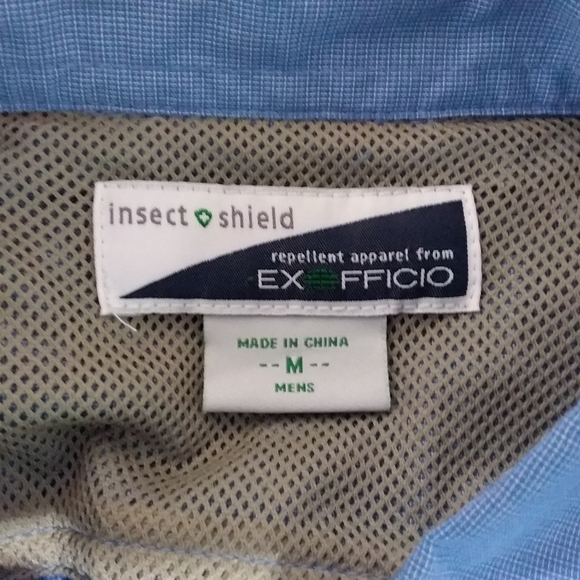 Exofficio Button Front Shirt Vented Long Sleeve Hiking Camping Fishing Checks - Picture 9 of 11